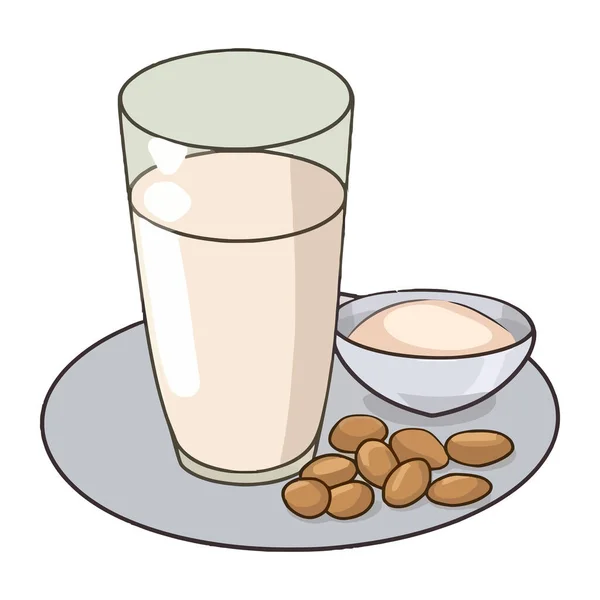 Νωπά Φρούτα Και Γάλα Γυάλινη Εικόνα Απομονωμένη — Διανυσματικό Αρχείο