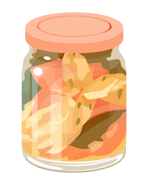 新鲜的有机蔬菜在一个可爱的罐子图标隔离 — 图库矢量图片