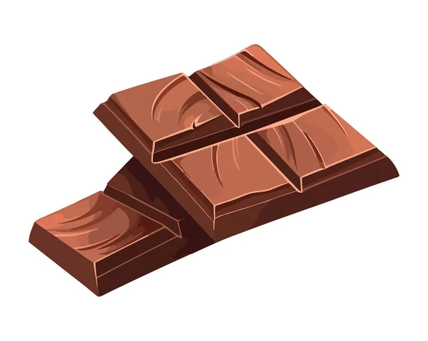 Koyu Çikolata Dilimi Kırılmış Istiflenmiş Yüksek Ikon Izole Edilmiş — Stok Vektör