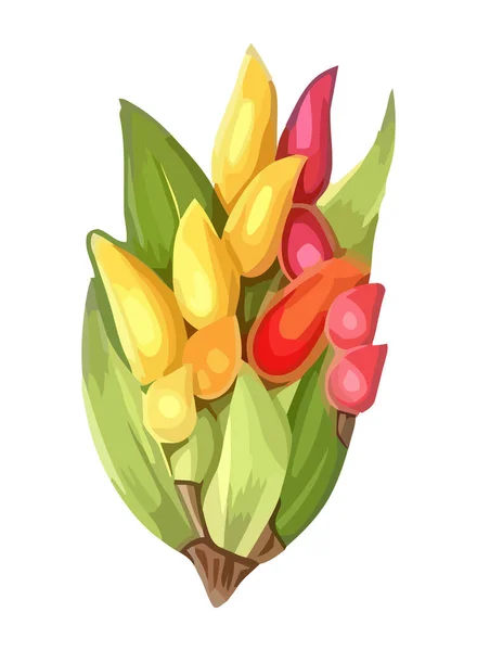 Bouquet Tulipes Fraîches Cadeau Parfait Pour Icône Romantique Isolé — Image vectorielle
