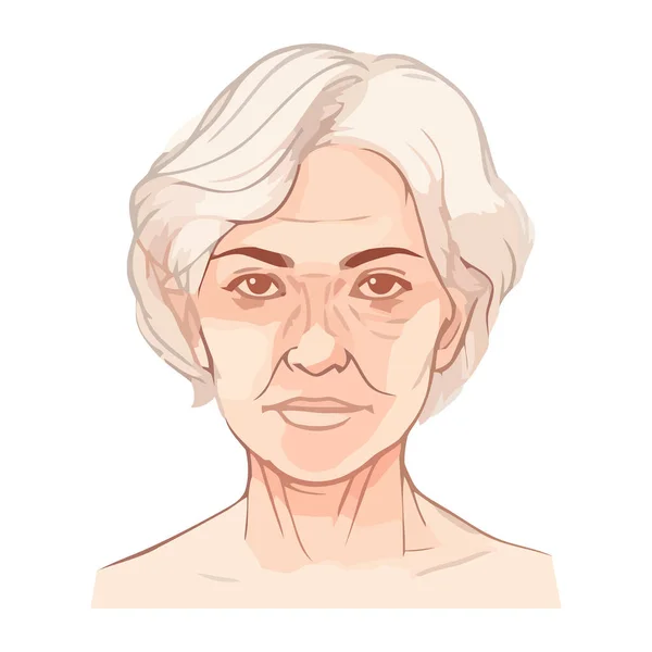 Zarif Saç Stili Ikonu Olan Yaşlı Güzel Bir Kadın — Stok Vektör