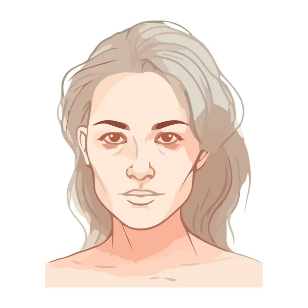 Femme Adulte Visage Style Icône Isolé — Image vectorielle