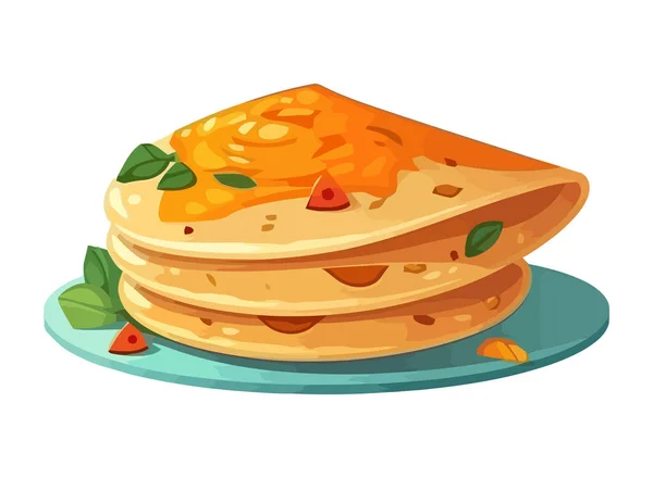 Una Pila Pancake Fatti Casa Con Icona Sciroppo Isolato — Vettoriale Stock