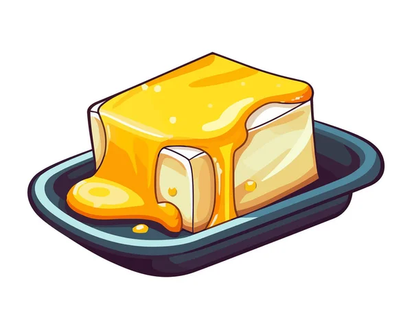 Frische Gourmet Käsescheiben Auf Weißem Teller — Stockvektor