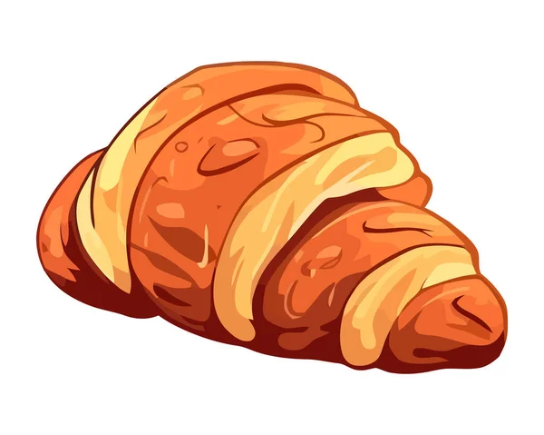Frisch Gebackenes Croissant Ein Gourmet Frühstück Genuss Ikone Isoliert — Stockvektor