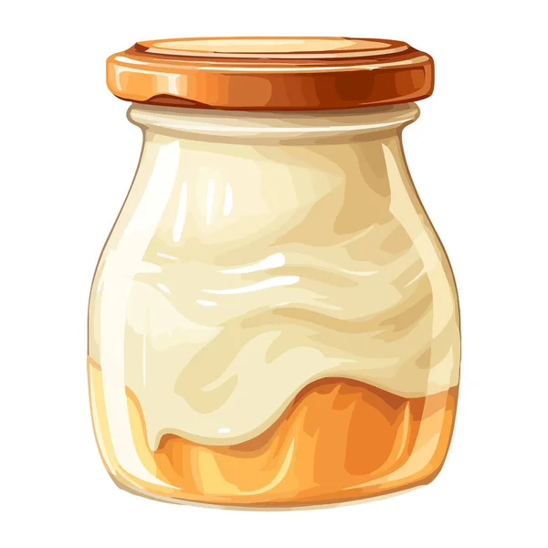 Bio Honigglas Süße Flüssigkeit Natur Gourmet Ikone Isoliert — Stockvektor