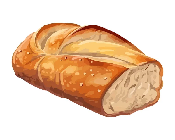 Taze Pişmiş Ekmek Izole Edilmiş Simge Tasarımı — Stok Vektör