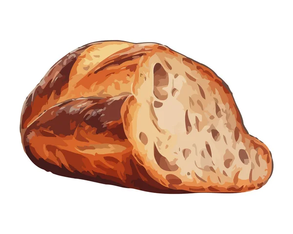 Taze Pişmiş Ekmek Izole Edilmiş Bir Gurme Atıştırmalık Ikonu — Stok Vektör