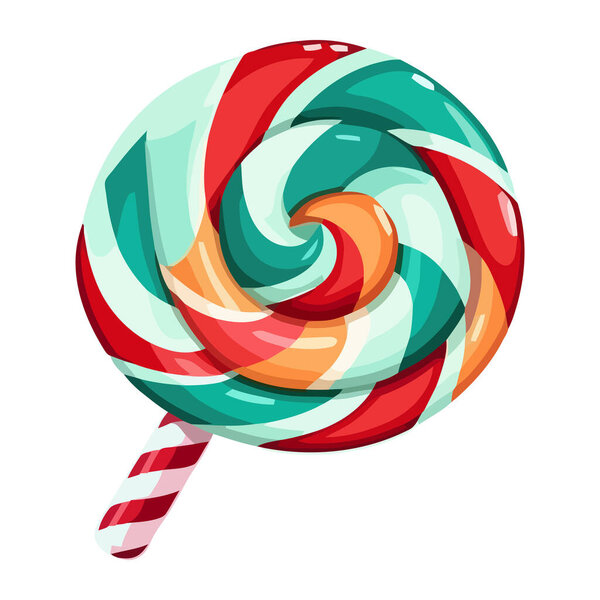 Twisted candy ball in stick icon isolated