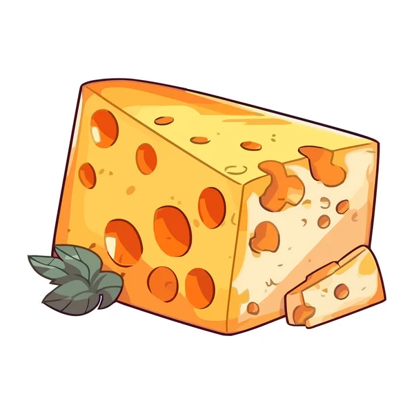 Čerstvý Sýr Plátek Ideální Pro Gurmánské Předkrmy Ikona Izolované — Stockový vektor