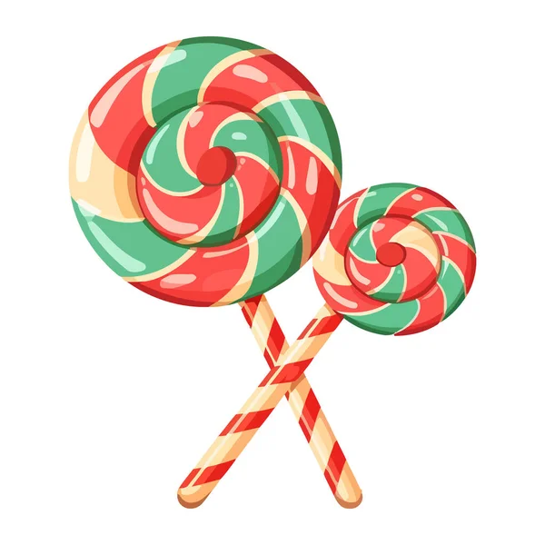 Cute Candy Cane Swirls Striped Backdrop Icon Isolated — Stock Vector