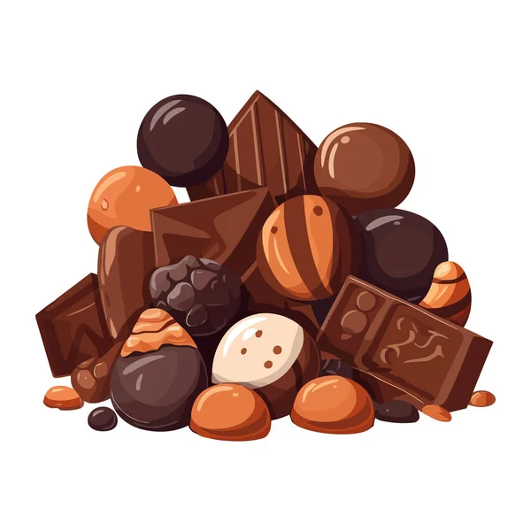 Sötét Csokoládé Labda Halom Egy Édes Ajándék Ikon Elszigetelt — Stock Vector