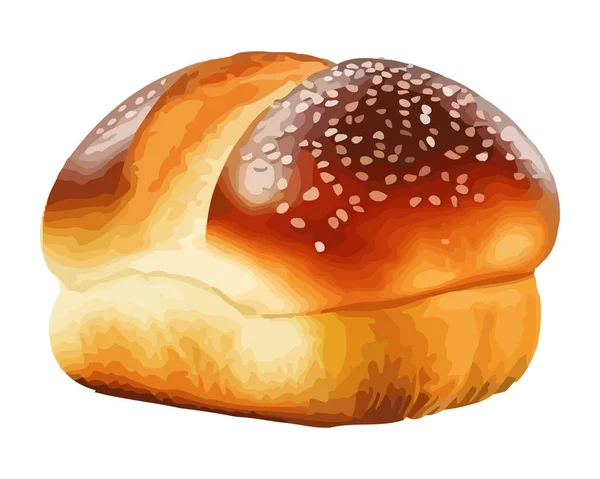 Pão Fresco Assado Ícone Deleite Café Manhã Gourmet Isolado —  Vetores de Stock