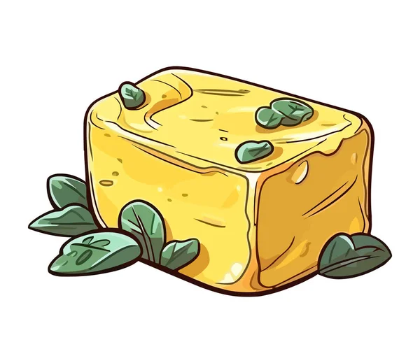Świeże Masło Dla Smakoszy Zdrowa Ikona Organiczna Izolowane — Wektor stockowy