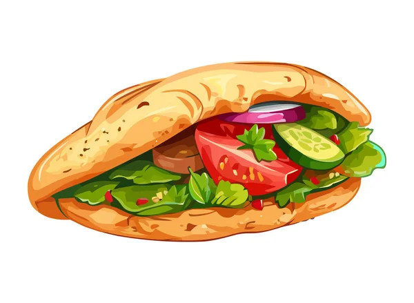 Sandwich Recién Asado Con Icono Tomate Aislado — Vector de stock