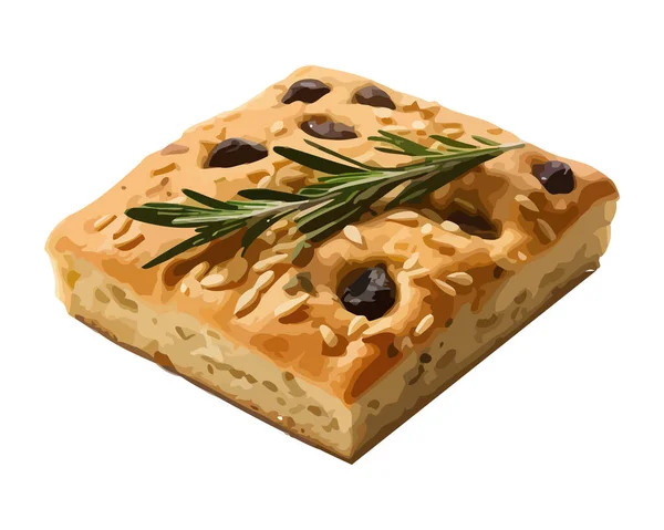 Een Gourmet Brood Plak Met Zoete Zaden Pictogram Geïsoleerd — Stockvector