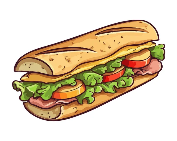 Sandwich Gourmet Perfecto Icono Comida Picnic Aislado — Vector de stock