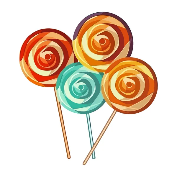 螺旋形糖果 甜点心 有趣的装饰图标孤立 — 图库矢量图片