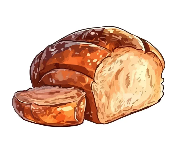 Pão Fresco Assado Ícone Refeição Gourmet Isolado — Vetor de Stock