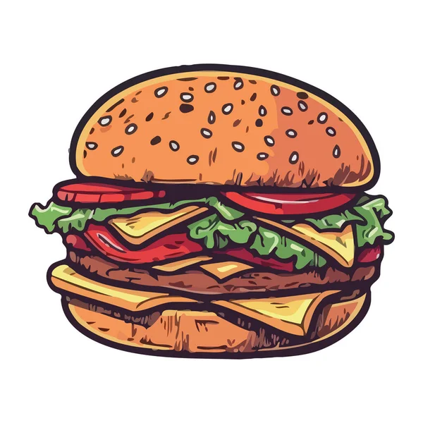 Cheeseburger Dla Smakoszy Ikonie Bułki Sezamowej Izolowane — Wektor stockowy