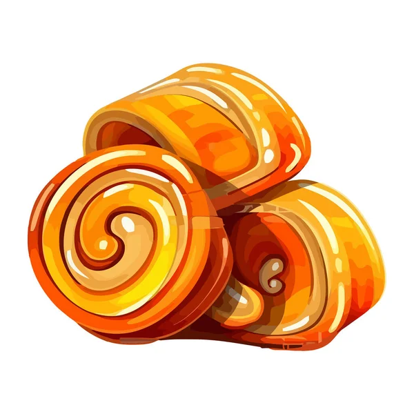 Espiral Caramelo Simboliza Dulce Bocadillo Icono Aislado — Vector de stock