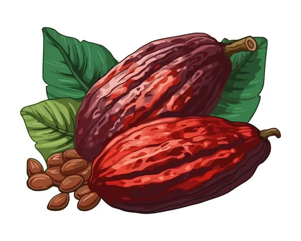 Makan Sehat Dengan Ikon Kakao Organik Segar Terisolasi - Stok Vektor