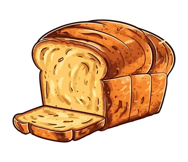 Čerstvě Upečený Plátek Chleba Ikona Gurmánské Kuchyně Izolovaná — Stockový vektor