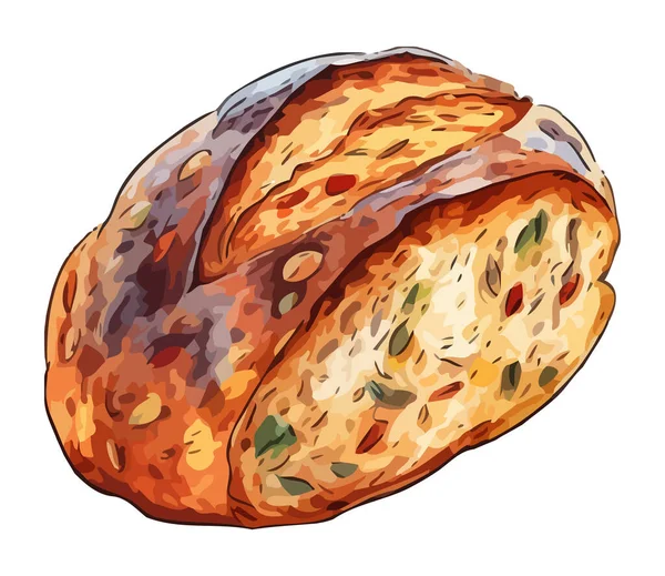 Świeży Chleb Dla Smakoszy Wyizolowaną Ikoną Owoców — Wektor stockowy