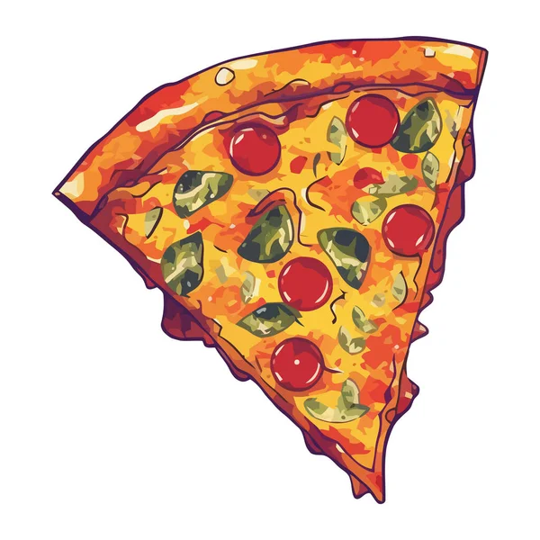 Nybakad Pizza Med Pepperoni Och Grönsaksikon — Stock vektor