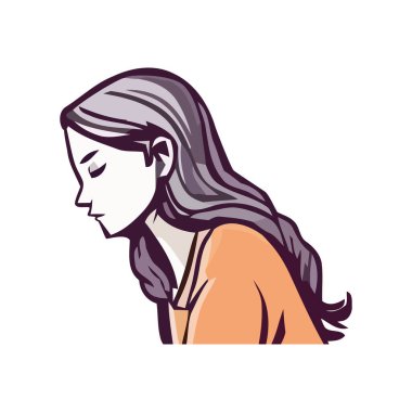 Uzun saçlı neşeli bir kadın izole edilmiş.