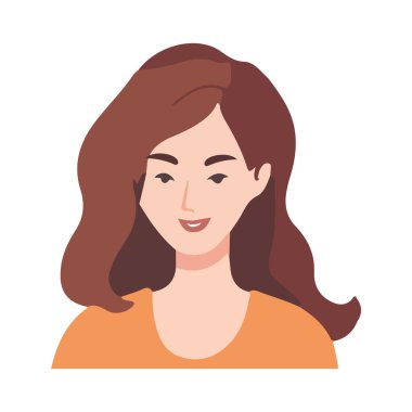 Düz tasarım vektör illüstrasyon ikonu içinde gülümseyen kadın izole