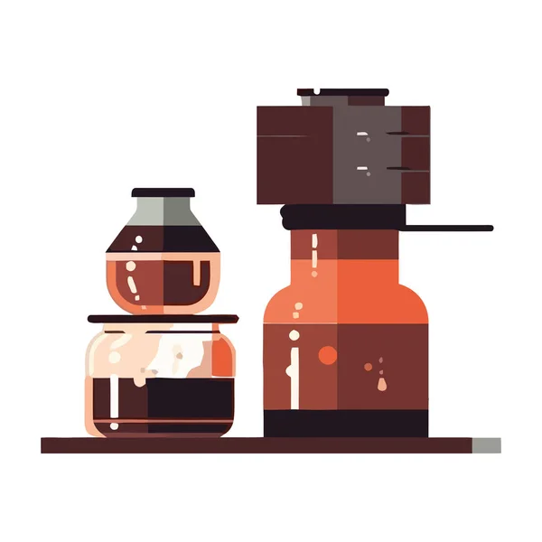 Kaffeemaschine Und Flaschensymbol Isoliert — Stockvektor