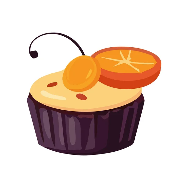 Süße Gourmet Cupcake Mit Frischen Beeren Symbol Isoliert — Stockvektor