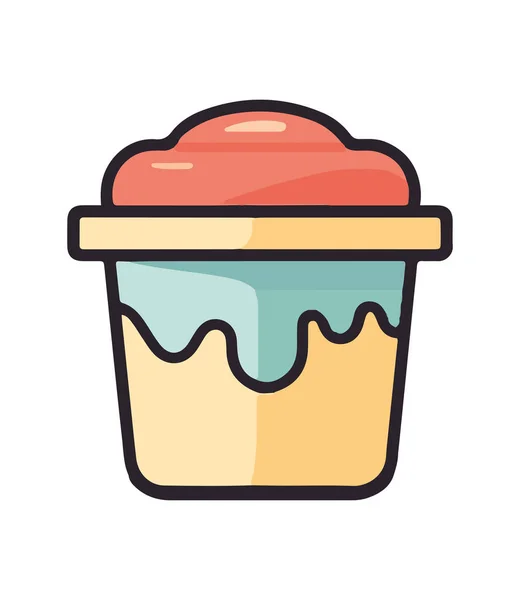 かわいいベクトル漫画のアイコンのグルメカップケーキのアイコン孤立 — ストックベクタ