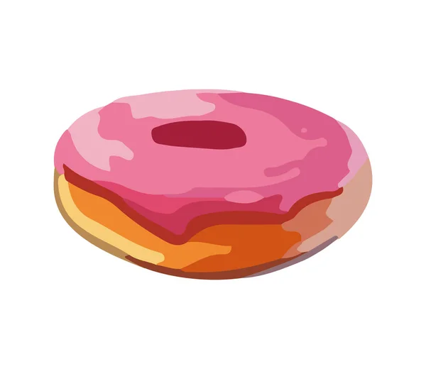 Süßer Donut Mit Sahne Und Erdbeerglasur — Stockvektor