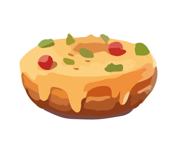 Γλυκό Πίτα Φρέσκο Φράουλα Σνακ Εικονίδιο Απομονωμένο — Διανυσματικό Αρχείο