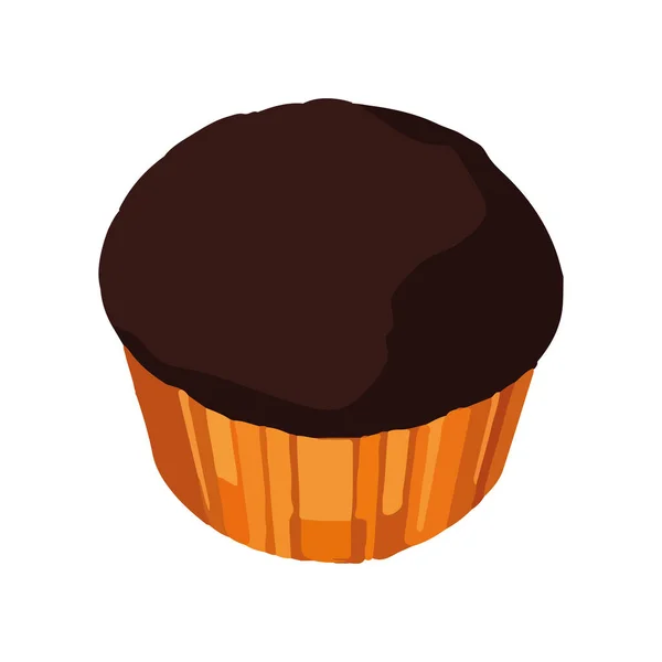 Gâteau Sucré Cuit Four Avec Icône Glaçage Chocolat Gastronomique Isolé — Image vectorielle