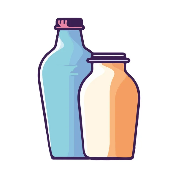 Свіже Органічне Молоко Скляній Пляшці Значок Ізольовано — стоковий вектор