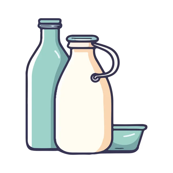 玻璃瓶中的鲜牛奶图标被隔离 — 图库矢量图片