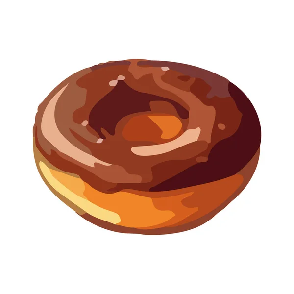 Süßer Donut Snack Mit Schokoladenglasur Symbol Isoliert — Stockvektor