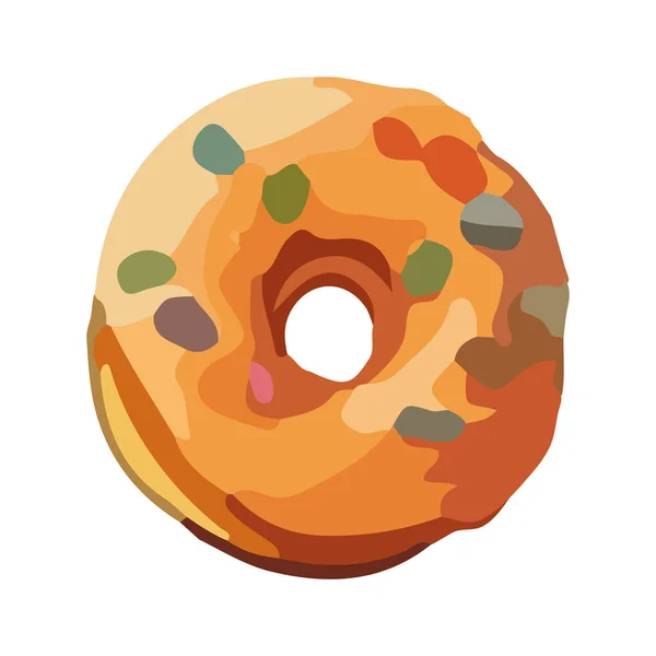 Süße Donut Mit Schokolade Streusel Symbol Isoliert — Stockvektor
