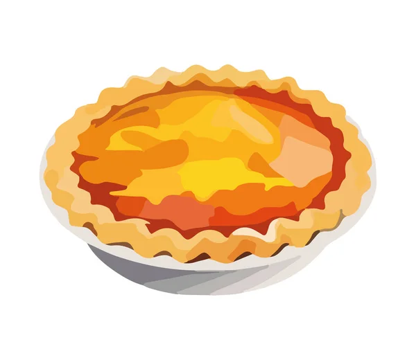 Homemade Sweet Pie Fresh Berry Decoration Icon Isolated — Stock Vector