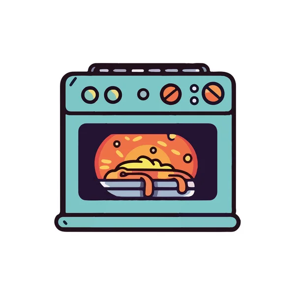 Freshly Baked Bread Hot Stove Icon Isolated — Stock Vector