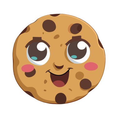 Neşeli maskotlu gurme çikolatalı tatlı kurabiye ikonu izole