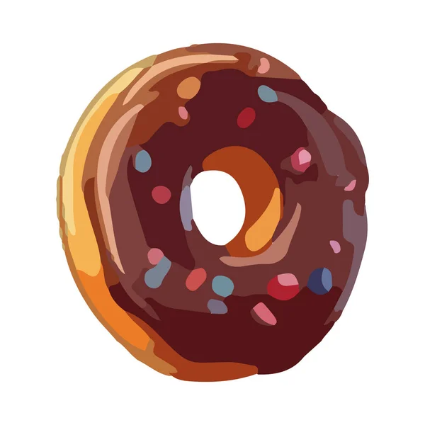甜甜甜圈小吃与巧克力糖霜和奶油图标隔离 — 图库矢量图片