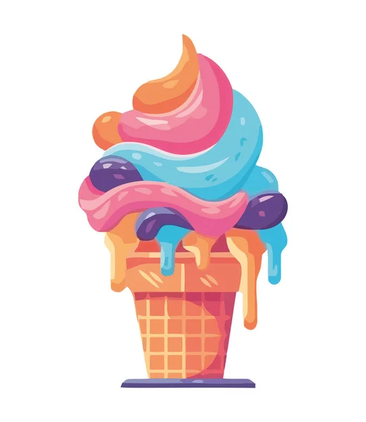 Multi Cone Sorvete Colorido Ícone Celebração Verão Isolado —  Vetores de Stock