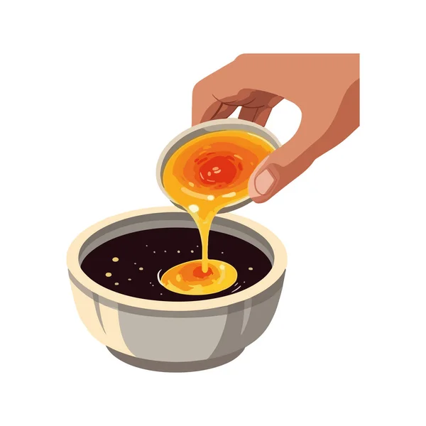 Miel Biologique Versé Dans Bol Repas Gastronomique Icône Isolé — Image vectorielle