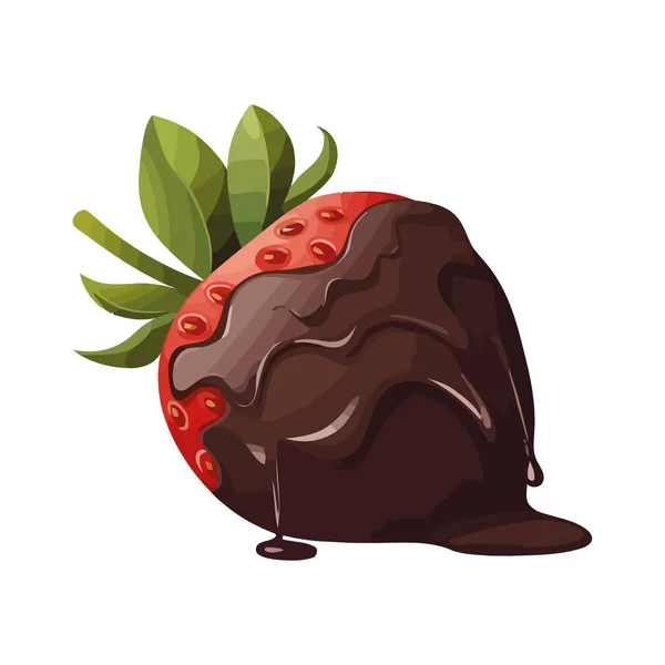Dulce Chocolate Fresa Postre Icono Aislado — Vector de stock