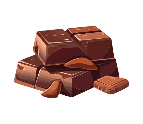 Cioccolato Fondente Stack Rotto Isolato Icona Vettoriale Isolato — Vettoriale Stock