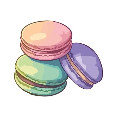 Gurme badem kurabiyesi yığını, tatlı ikon izole